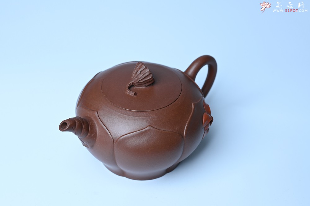 紫砂壶图片：美壶特惠 贴花活灵活现 精致荷花壶 茶人醉爱 - 紫砂壶之家紫砂壶网