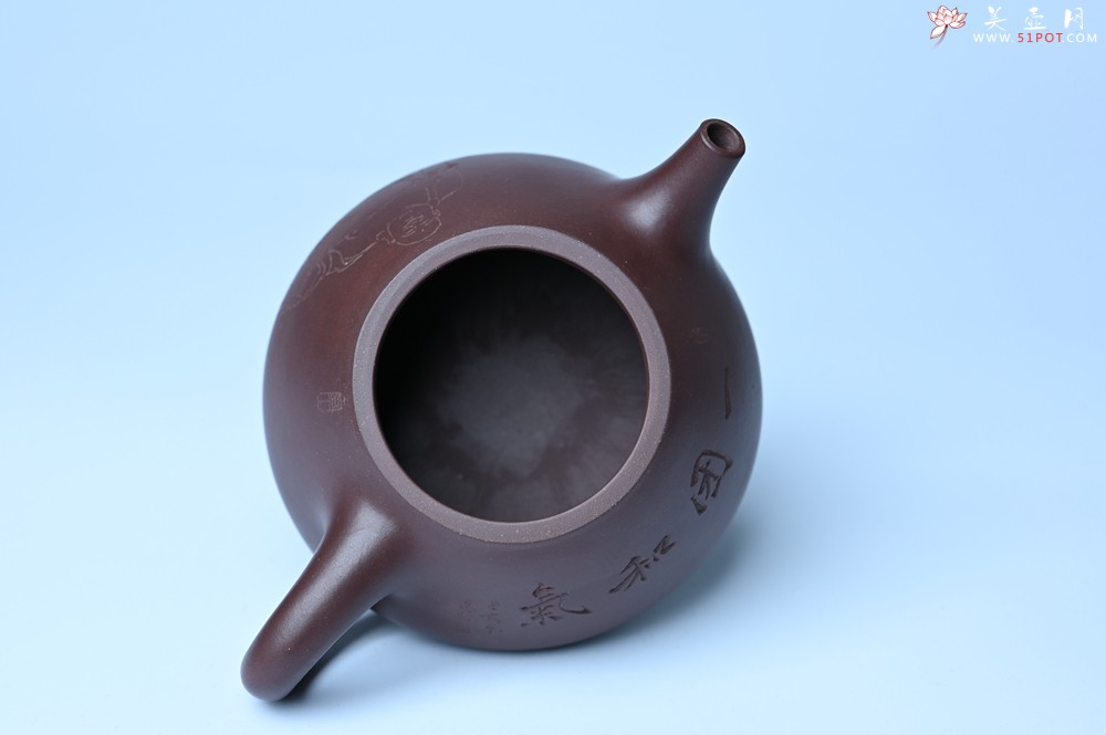 紫砂壶图片：油润底曹青 全手工景舟小石瓢 装饰人物 特文气 - 紫砂壶之家紫砂壶网