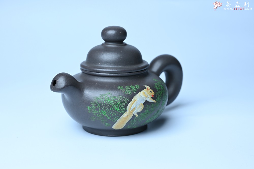 紫砂壶图片：美壶特惠 手工手制紫砂壶特好青灰泥松鼠壶 茶壶 茶具 单壶 - 紫砂壶之家紫砂壶网