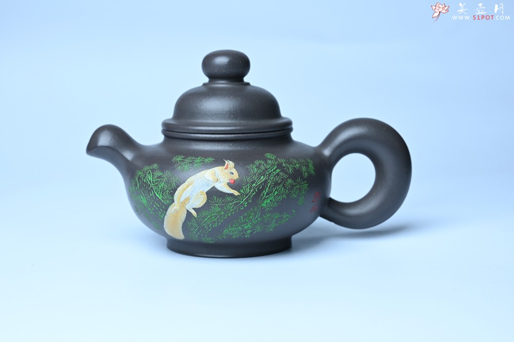 紫砂壶图片：美壶特惠 手工手制紫砂壶特好青灰泥松鼠壶 茶壶 茶具 单壶 - 紫砂壶之家紫砂壶网