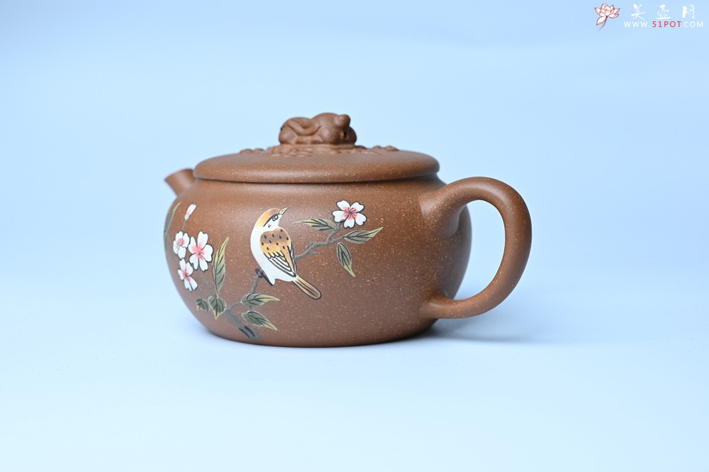 紫砂壶图片：美壶特惠 优质降坡泥花鸟听兔壶 茶人醉爱 - 紫砂壶之家紫砂壶网