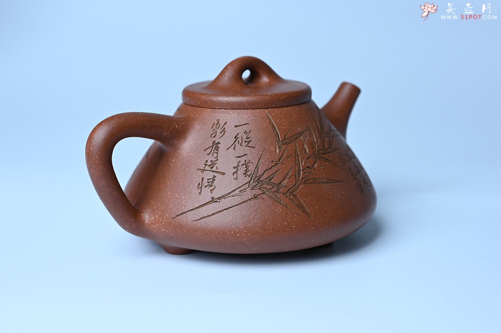 紫砂壶图片：潜力股周小培全手工降坡泥子冶石瓢 范小君徒杨志超装饰竹 特文气 - 紫砂壶之家紫砂壶网