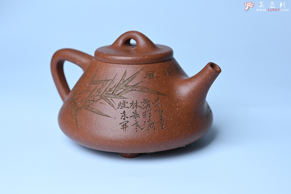 紫砂壶图片：潜力股周小培全手工降坡泥子冶石瓢 范小君徒杨志超装饰竹 特文气 - 紫砂壶之家紫砂壶网