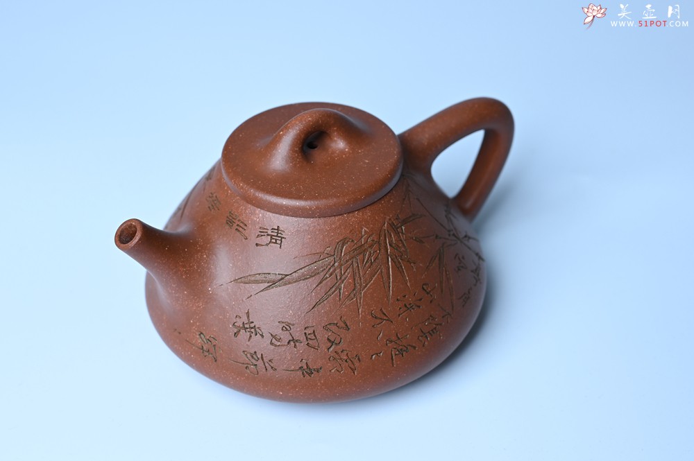 紫砂壶图片：潜力股周小培全手工降坡泥子冶石瓢 范小君徒杨志超装饰竹 特文气 - 紫砂壶之家紫砂壶网