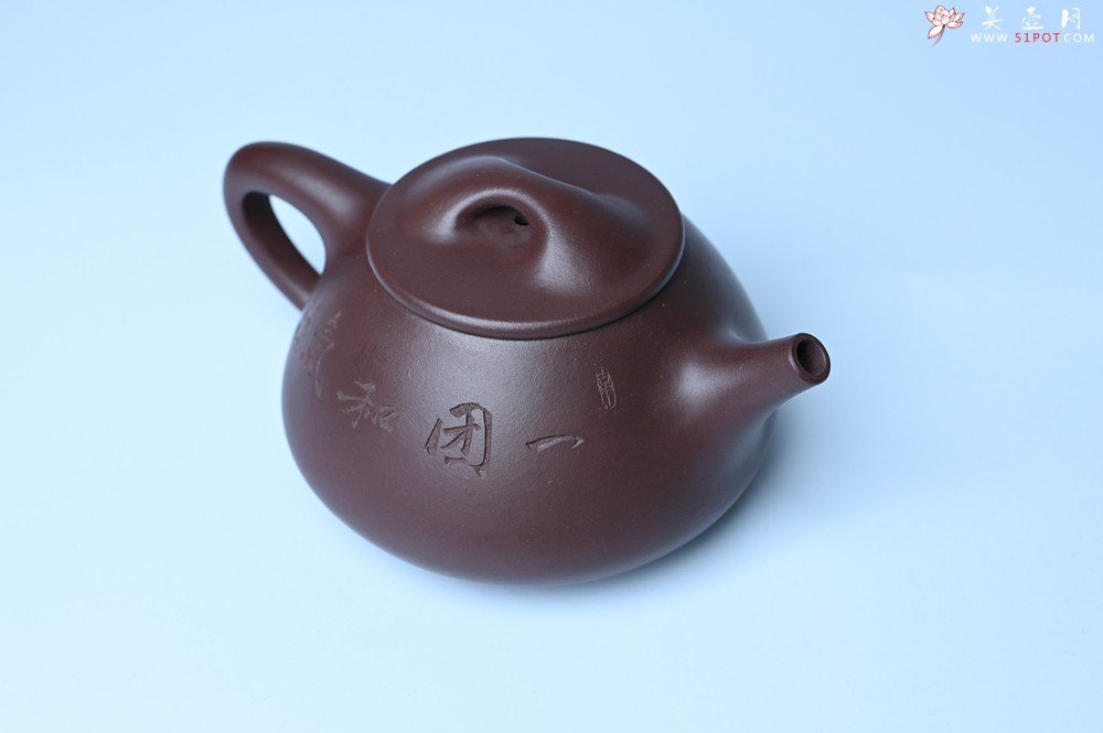 紫砂壶图片：油润底曹青 全手工景舟小石瓢 装饰人物 特文气 - 紫砂壶之家紫砂壶网