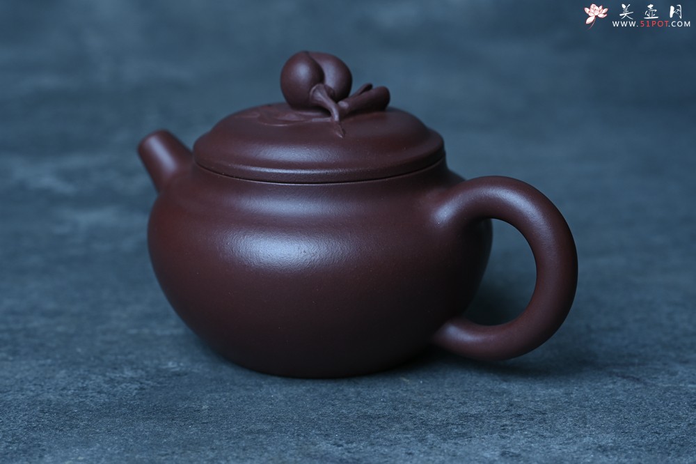 紫砂壶图片：特好老紫泥全手工寿桃壶 茶人醉爱 - 紫砂壶之家紫砂壶网