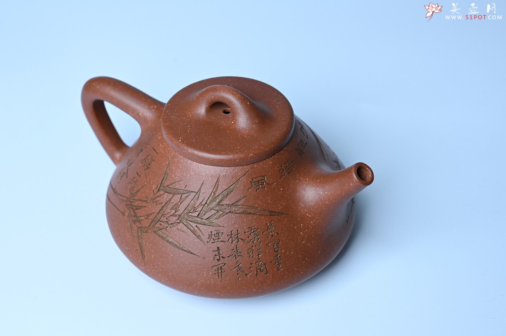 紫砂壶图片：潜力股周小培全手工降坡泥子冶石瓢 范小君徒杨志超装饰竹 特文气 - 紫砂壶之家紫砂壶网