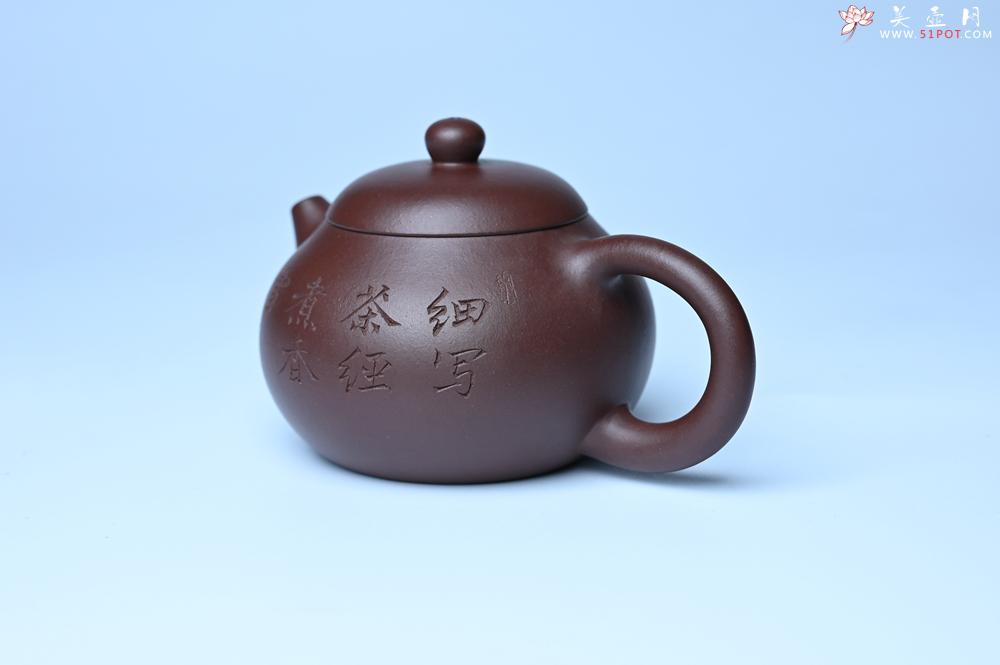 紫砂壶图片：油润底曹青 全手工文旦茶壶 细写茶经煮香雪 闲趣图 特文气 期待与亲结缘 - 紫砂壶之家紫砂壶网