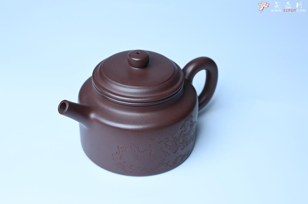 紫砂壶图片：油润底曹青 全手工德中茶壶 装饰人物特文气 - 紫砂壶之家紫砂壶网