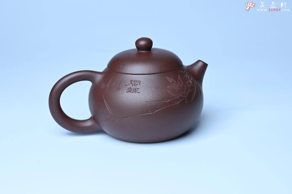 紫砂壶图片：油润底曹青 全手工文旦茶壶 细写茶经煮香雪 闲趣图 特文气 期待与亲结缘 - 紫砂壶之家紫砂壶网