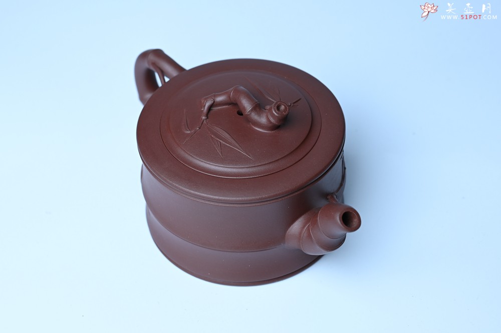 紫砂壶图片：美壶特惠 精致紫泥可心竹段壶 茶人醉爱 - 紫砂壶之家紫砂壶网