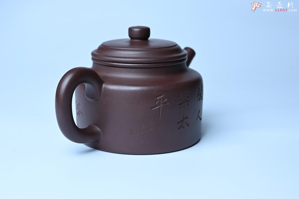 紫砂壶图片：油润底曹青 全手工德中茶壶 装饰人物特文气 - 紫砂壶之家紫砂壶网