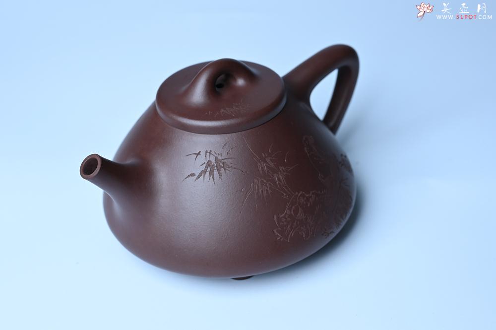 紫砂壶图片：潜力股周小培 特好全手工底槽清子冶石瓢 助工装饰 一片冰心在玉壶 特文气 - 紫砂壶之家紫砂壶网