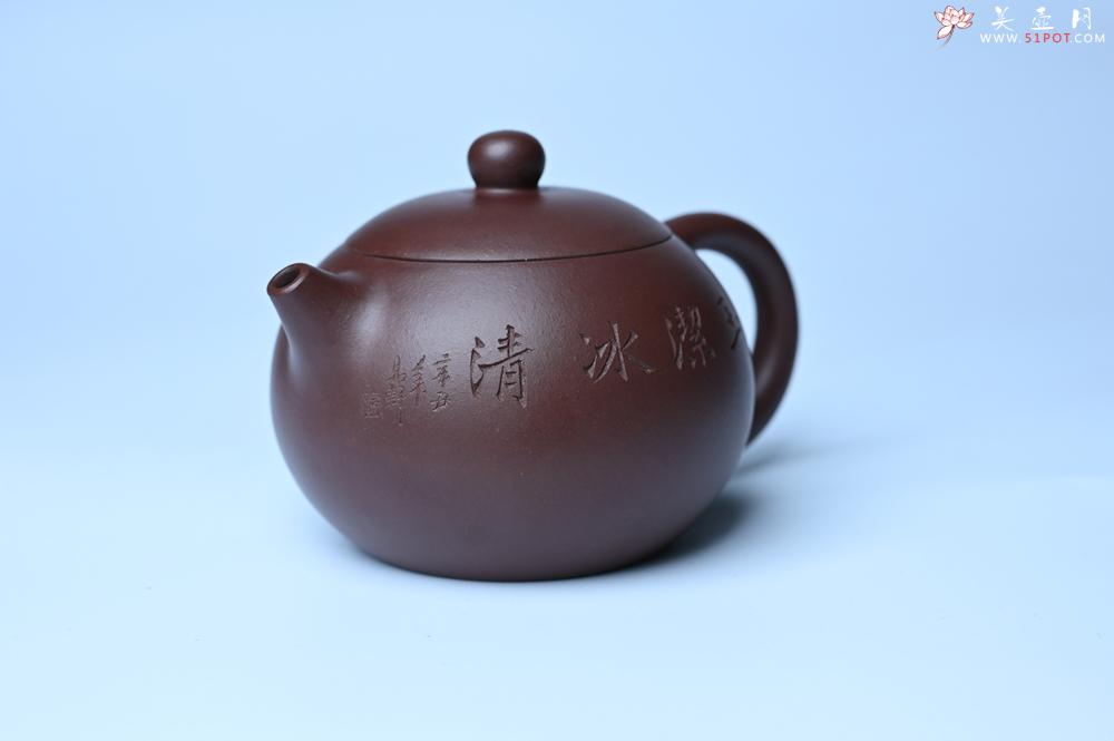 紫砂壶图片：油润底曹青 全手工西施茶壶 玉洁冰清 接天莲叶无穷碧 映日荷花别样红 - 紫砂壶之家紫砂壶网