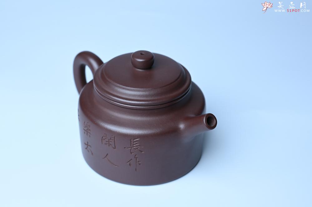 紫砂壶图片：油润底曹青 全手工德中茶壶 装饰人物特文气 - 紫砂壶之家紫砂壶网