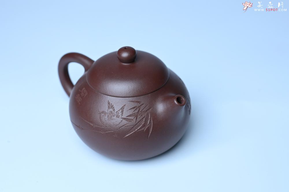 紫砂壶图片：油润底曹青 全手工文旦茶壶 细写茶经煮香雪 闲趣图 特文气 期待与亲结缘 - 紫砂壶之家紫砂壶网