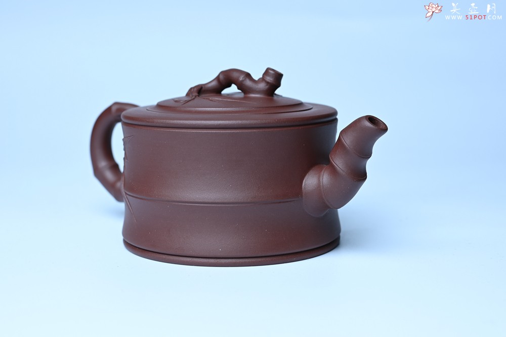 紫砂壶图片：美壶特惠 精致紫泥可心竹段壶 茶人醉爱 - 紫砂壶之家紫砂壶网