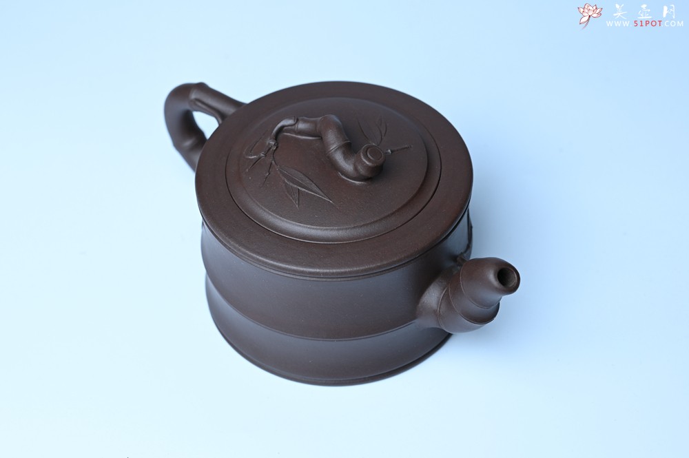 紫砂壶图片：美壶特惠 精致老紫泥可心竹段壶 茶人醉爱 - 紫砂壶之家紫砂壶网