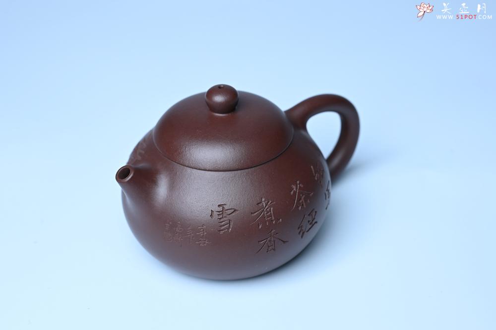 紫砂壶图片：油润底曹青 全手工文旦茶壶 细写茶经煮香雪 闲趣图 特文气 期待与亲结缘 - 紫砂壶之家紫砂壶网