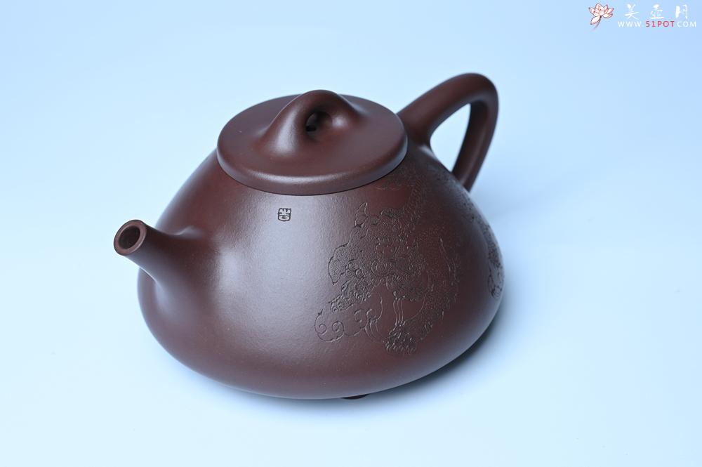 紫砂壶图片：特油润底曹青 全手工子冶石瓢 助工装饰菩萨坐骑瑞兽 - 紫砂壶之家紫砂壶网