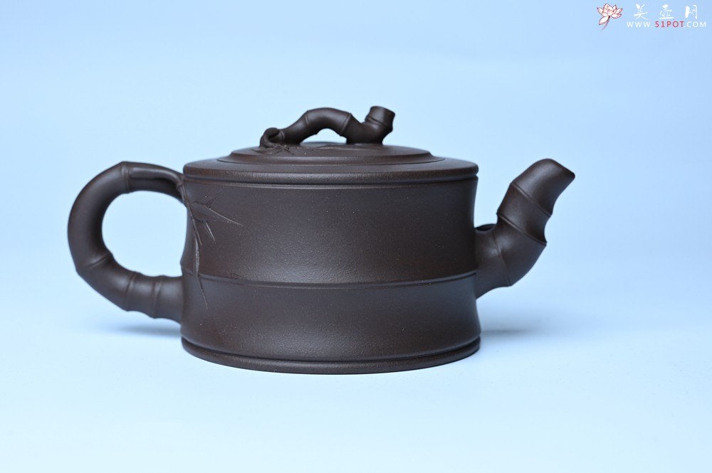 紫砂壶图片：美壶特惠 精致老紫泥可心竹段壶 茶人醉爱 - 紫砂壶之家紫砂壶网