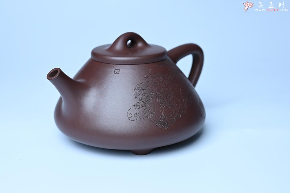 紫砂壶图片：特油润底曹青 全手工子冶石瓢 助工装饰菩萨坐骑瑞兽 - 紫砂壶之家紫砂壶网