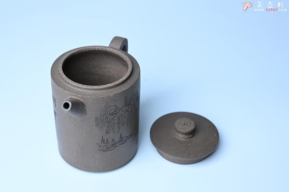 紫砂壶图片：美壶特惠 蠡墅大水潭深井老天青泥 精致圆础壶 装饰山水 茶人醉爱 - 紫砂壶之家紫砂壶网