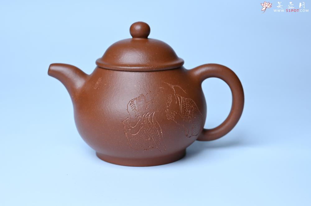 紫砂壶图片：美壶特惠 王老师 全手工红降坡泥潘壶 国助工 易轩 范小君徒杨志超老师刻绘 装饰小富贵特文气 - 紫砂壶之家紫砂壶网