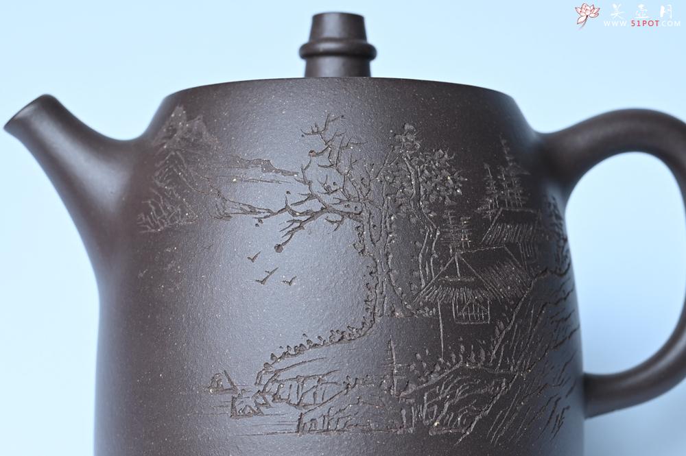 紫砂壶图片：美壶特惠 老紫泥精致山水汉铎壶 茶人醉爱 - 紫砂壶之家紫砂壶网