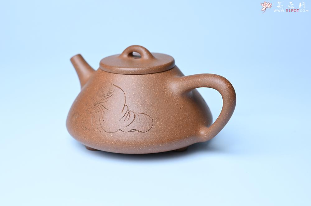 紫砂壶图片：油润五彩段泥 全手工薄胎子冶石瓢 难度大 骨肉匀挺 文气装饰罗汉图 - 紫砂壶之家紫砂壶网