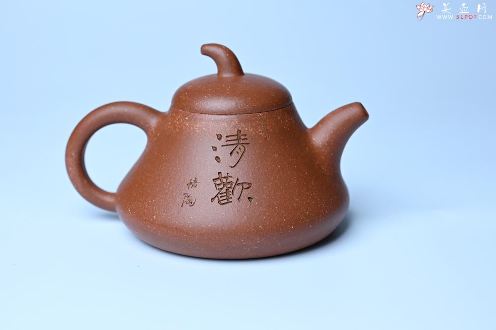 紫砂壶图片：美壶特惠 潜力股王老师 全手工拍打成型茄瓢壶 装饰枯枝鸟 特文气 - 紫砂壶之家紫砂壶网