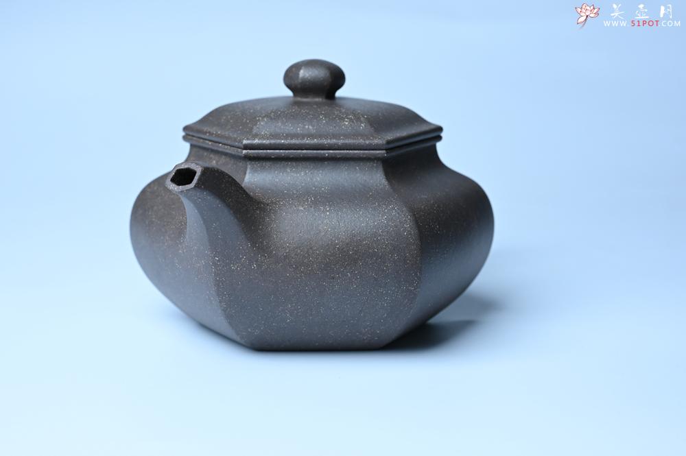 紫砂壶图片：实力派张海艳全手工精工老青灰泥六方仿古壶 气势磅礴 线面挺括平正 - 紫砂壶之家紫砂壶网
