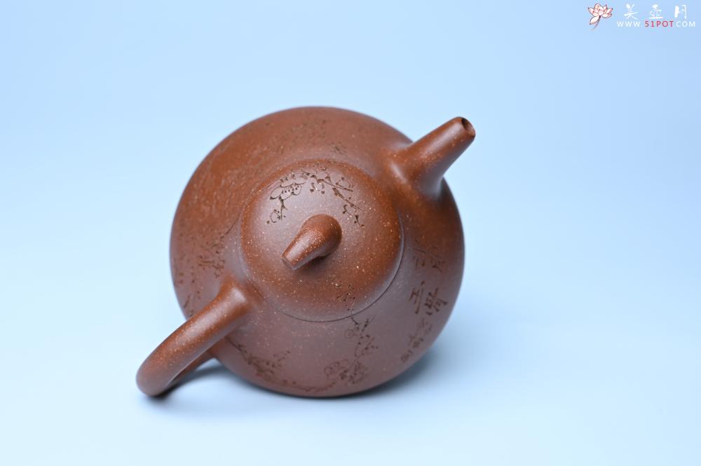 紫砂壶图片：美壶特惠 潜力股王老师 全手工拍打成型茄瓢壶 装饰梅花 特文气 - 紫砂壶之家紫砂壶网