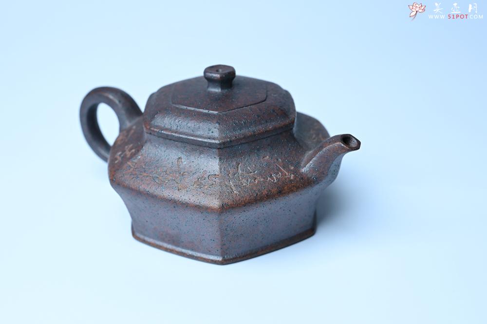 紫砂壶图片：美壶特惠 柴烧六方虚扁紫砂壶 茶人醉爱 - 紫砂壶之家紫砂壶网