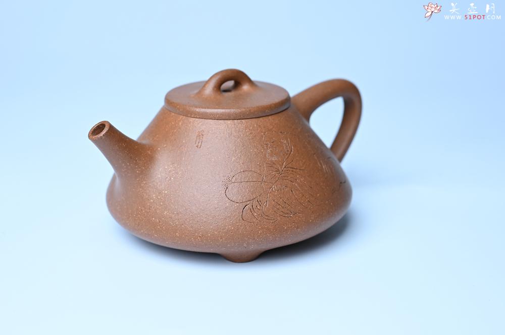 紫砂壶图片：油润五彩段泥 全手工薄胎子冶石瓢 难度大 骨肉匀挺 文气装饰罗汉图 - 紫砂壶之家紫砂壶网