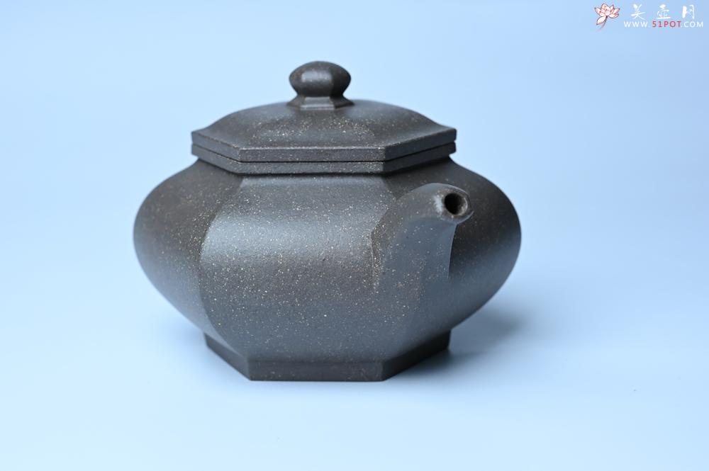 紫砂壶图片：实力派张海艳全手工油润青灰段泥藏六方壶 线面挺快 大气 - 紫砂壶之家紫砂壶网